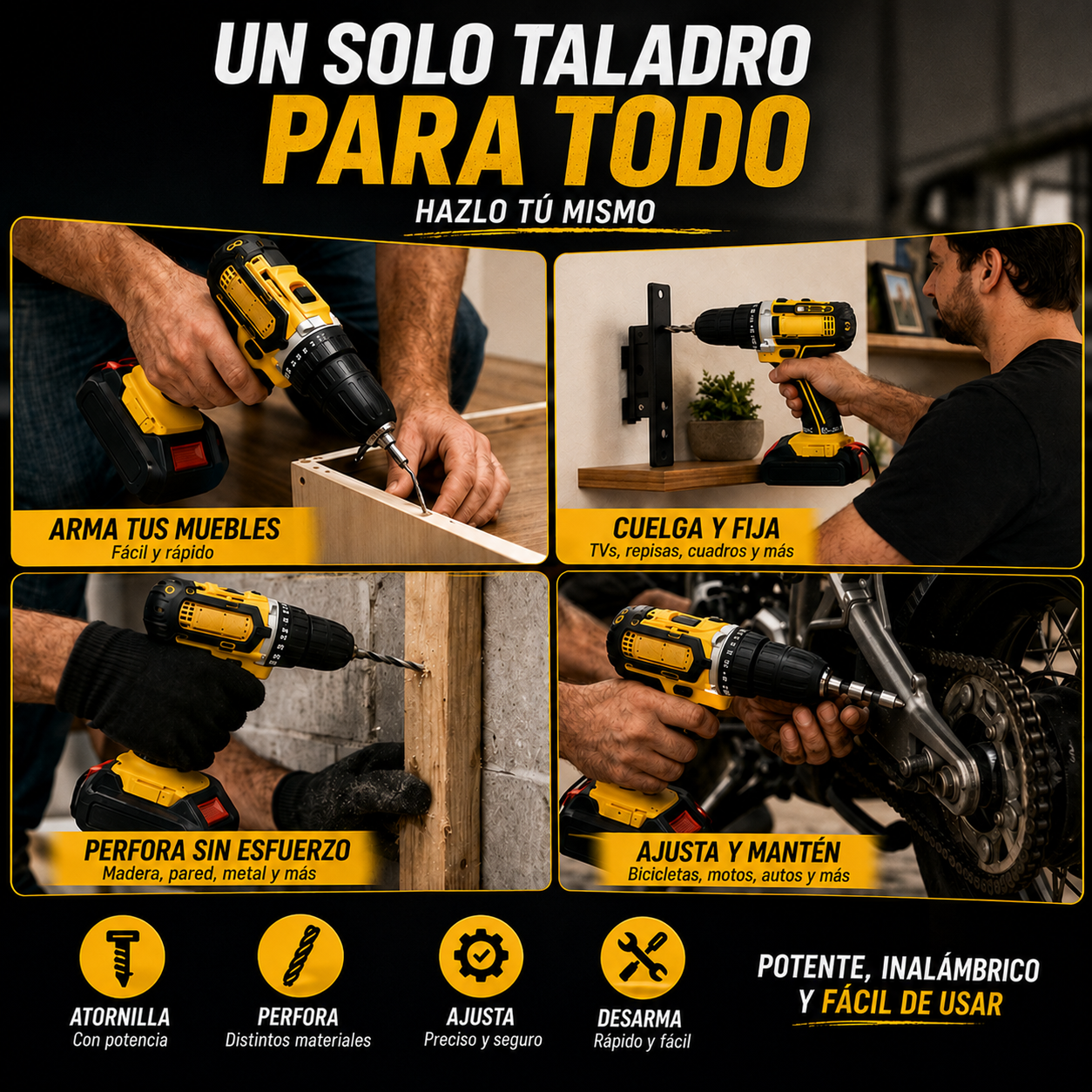 [PROMO] TALADRO INALÁMBRICO INDUSTRIAL - 2 BATERÍAS + MALETÍN + ACCESORIOS 🔥