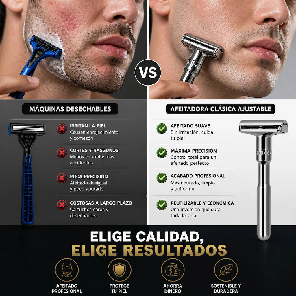 ✨ MÁQUINA DE AFEITAR PREMIUM | 6 NIVELES + 5 CUCHILLAS GRATIS