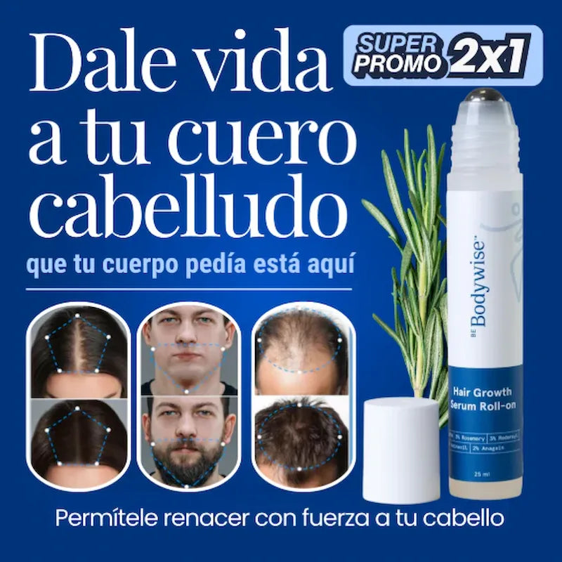BODYWISE HAIR GROWTH - SÉRUM CAPILAR ANTICAÍDA Y CRECIMIENTO INTENSIVO | ¡OFERTA! COMPRA 1 Y LLÉVATE EL 2° GRATIS!